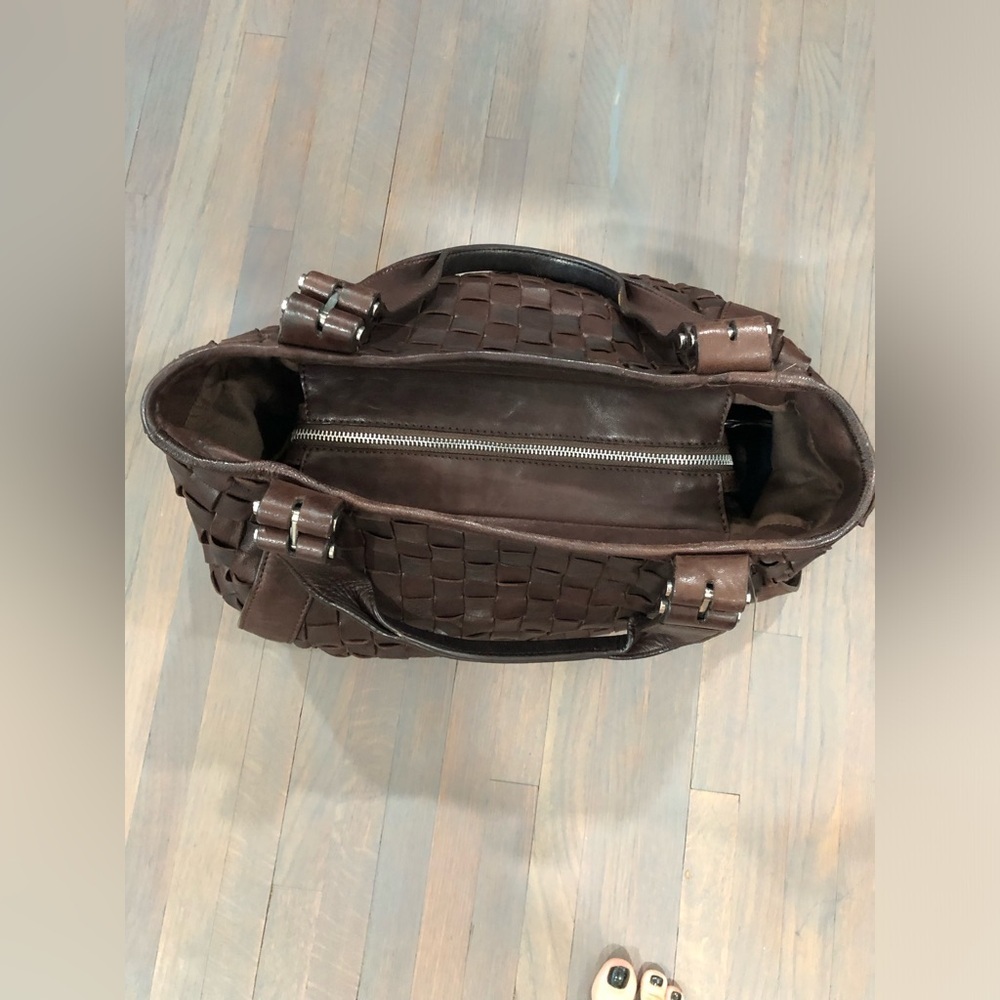 Condotti Italian Leather Handwoven Tote - Dark Brown, Large - Picture 5 of 10